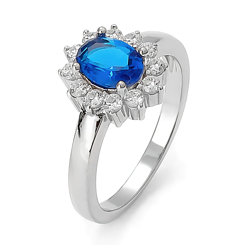 Pierścionek srebrny, Kate jasnoszafirowy-niebieski