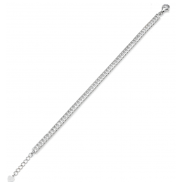 Bransoletka srebrna z cyrkoniami, biała, 18 cm