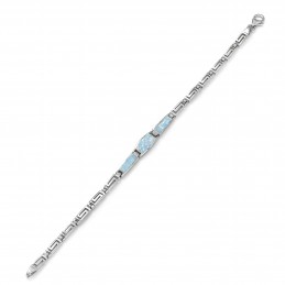 Bransoletka srebrna, błękitny opal, wzór 3 elementy, 19 cm