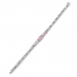 Bransoletka srebrna, różowy opal, wzór 3 elementy, 19 cm