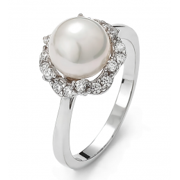 Pierścionek srebrny, z perłą