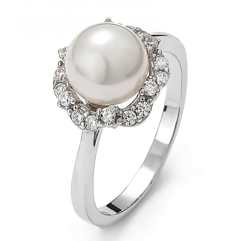 Pierścionek srebrny, z perłą