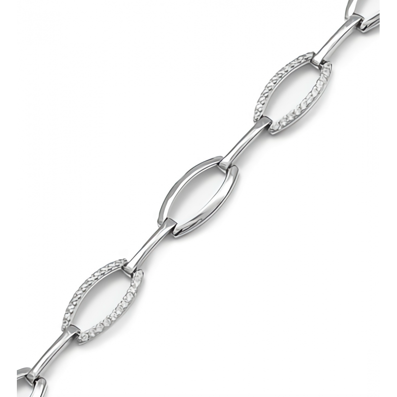 Bransoletka srebrna z cyrkoniami, długość 17,5 cm