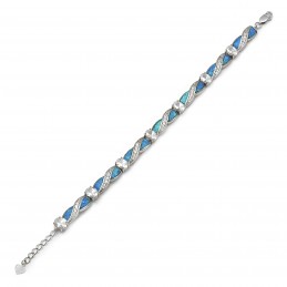 Bransoletka srebrna, niebieski opal, długość 17 cm